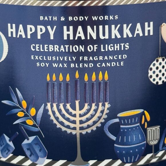 BBW Happy Hanukkah 2024 Celebration Of Lights Bath & Body Works 3 Wick Candle - Picture 3 of 10